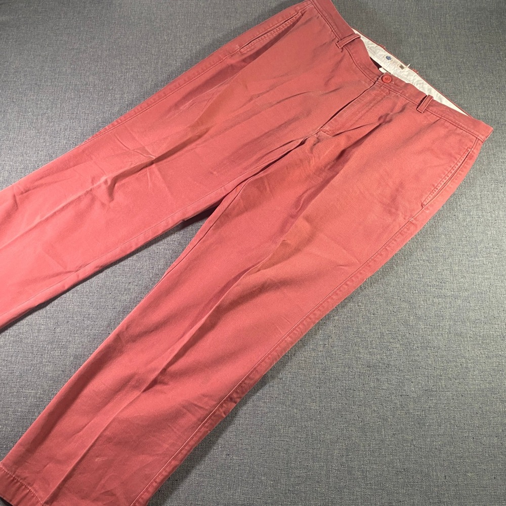 J.Crew Mens 36x30 Red Cotton Pleated Chino Pants Trousers Casual